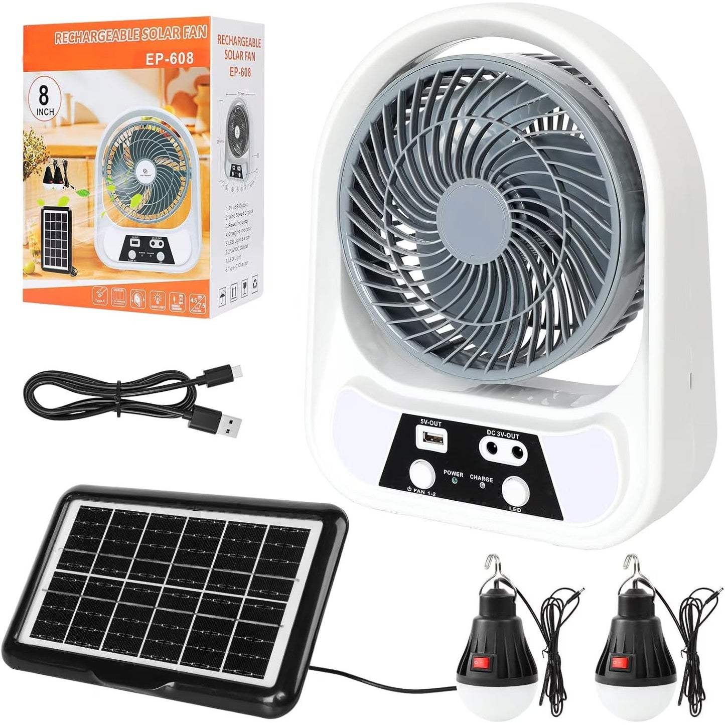 Abanico recargable 14 solar con alta voz